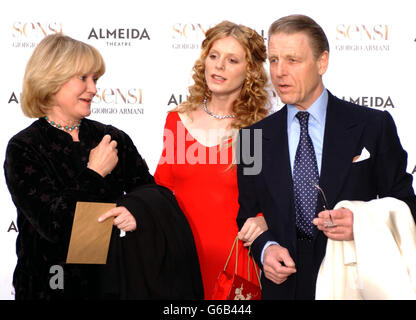 Actress Emilia Fox with her mother and father, actor Edward Fox, arriving at the Almeida Theatre for the Almeida's re-opening gala, following its refurbishment. Stock Photo