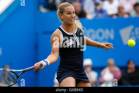 Eastbourne, UK. 23rd June, 2016. Aegon International Eastbourne Tennis Tournament. Dominika Cibulkova (SVK) returns to Agnieszka Radwanska (POL) in their Quarterfinals match at Devonshire Park. © Action Plus Sports/Alamy Live News Stock Photo