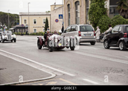 FANO, ITALY - MAY 16:Alfa Romeo 8C 2900 A 1936  on an old racing car in rally Mille Miglia 201 4 the famous italian historical race (1927-1957) on May Stock Photo