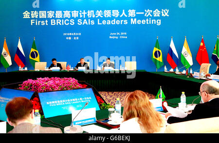 Beijing, China. 24th June, 2016. The first BRICS Supreme Audit Institutions Leaders Meeting is held in Beijing, capital of China, June 24, 2016. © Pan Xu/Xinhua/Alamy Live News Stock Photo