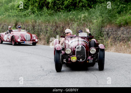 ALFA ROMEO 8C 2900 A 1936 in nidentified crew on an old racing car in rally Mille Miglia 2015 the famous italian historical race Stock Photo