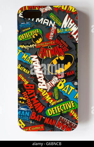 Batman mobile phone iphone cover case isolated on white background Stock Photo