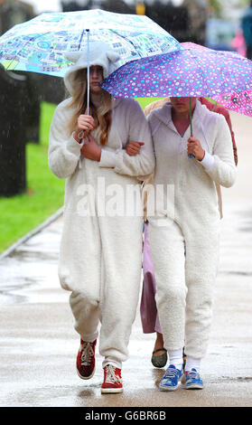 Mourners arrive for the funeral service of Hannah Smith at St Marys Church in Lutterworth, Leicestershire. Stock Photo