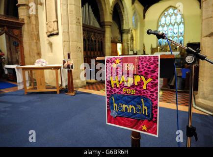 A general view of the inside of the church before the funeral service of Hannah Smith at St Marys Church in Lutterworth, Leicestershire. Stock Photo