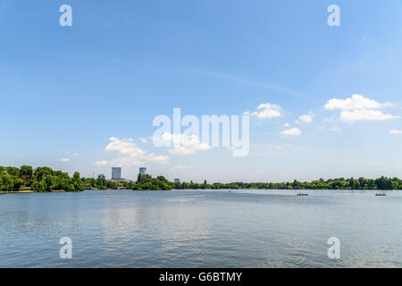 Bucharest Skyline View In Herastrau Park Lake Stock Photo