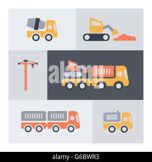Set of building elements icons. Flat, minimal and modern design. Stock Vector