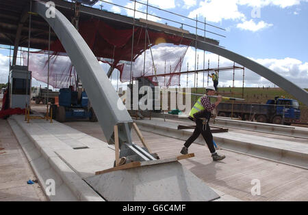 Toll booth at Tamworth junction in the new Midlands Express way motorway. Motorists will discover how much they will have to pay to use Britain's first toll road which will relieve congestion on the busiest stretch of the country's roads after the M25. * The privately-built-and-run 485 million road will open in January 2004. Designed for 72,000 vehicles per day, the section of the M6 between junctions 4 and 11 currently carries 180,000, at an average speed of 17 mph . 07/12/03: The country's first toll motorway will open to traffic this week, the road's operator said. But Midland Expressway Stock Photo