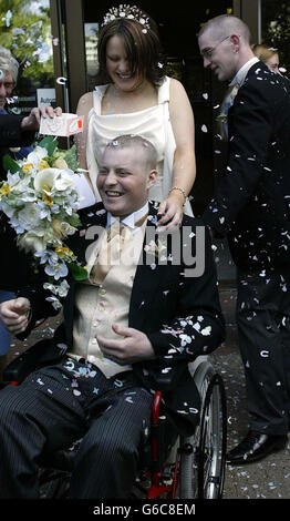 Terminally-ill Leukaemia sufferer Martin Black married Susan Smith at Gateshead Registry Office. The couple, both 19, decided to bring the ceremony forward by one month due to his failing health. They are hoping with IVF treatment to have a test-tube baby. * Susan has begun the treatment at Newcastle's Centre for Life and the couple hope she will conceive his child from sperm which was frozen before he underwent intensive chemotherapy. Martin, from Felling, Gateshead, was diagnosed with leukaemia almost three years ago, shortly after he met Susan from nearby Donwell, Washington. He was in Stock Photo