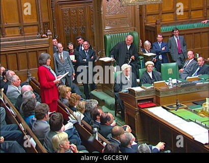 Former International Development Secretary Clare Short making her resignation speech in the House of Commons just hours after quitting the cabinet. * The departure of the Birmingham Ladywood MP ended weeks of specualtion surrounding her future following the 'reckless' speech, prior to the invastion of Iraq. In her letter to the Prime Minister she accused him and Foreign Secretary Jack Straw of breaching assurances he had given her about the United Nations' role in post-conflict Iraq. Stock Photo
