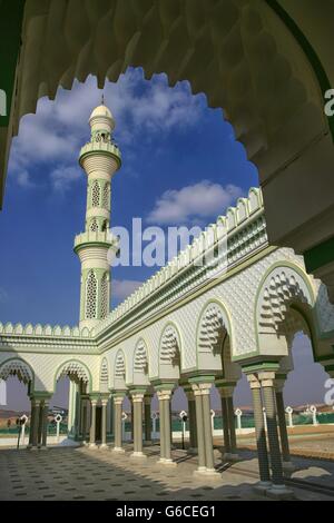 Mosque in Liwa oasis, Abu Dhabi, United Arab Emirates. Vertical shot Stock Photo