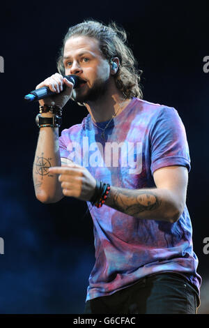 Jay McGuiness of The Wanted performs on stage during day two of the Fusion Festival at Cofton Park, Birmingham. Stock Photo