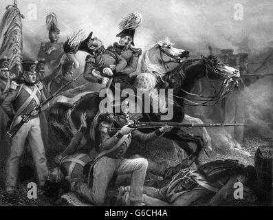 1810s DEATH OF GENERAL ROSS AT BALTIMORE ON HORSEBACK SEPTEMBER 1814 DURING WAR OF 1812 BRITISH TROOPS