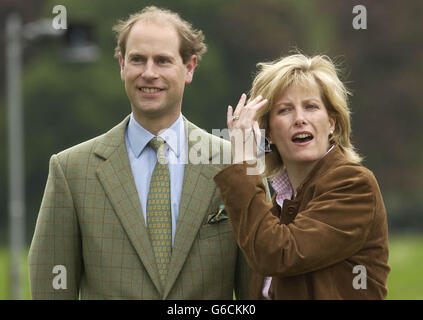 Sophie, the Countess of Wessex with Edward, the Earl of Wessex, at the Windsor Horse Trials in Windsor. It was the first appearance by the Countess after the announcement of her pregnancy. Stock Photo