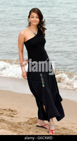 Actress Aishwarya Rai poses for photographers at the photocall to promote her film 'Pride and Prejudice - The Bollywood Musical' at the 56th Cannes film Festival in Cannes, France. Stock Photo