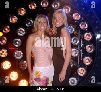 Former Hollyoaks actresses Kerrie Taylor and Terri Dwyer arrive at the MTV - Terminator3 Party, during the 56th Cannes film Festival in Cannes, France. Stock Photo