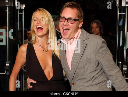 Comedian Vic Reeves with his wife Nancy Sorrell arriving for the UK premiere of The Matrix Reloaded at the Odeon cinema in London's Leicester Square. Stock Photo