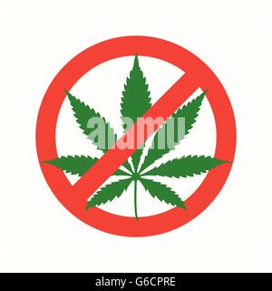 vector red green colors strikethrough cannabis leaf marijuana prohibited sign isolated light background Stock Vector