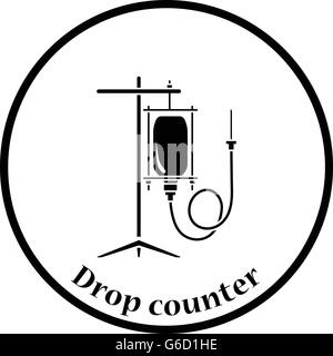 Drop counter icon. Thin circle design. Vector illustration. Stock Vector