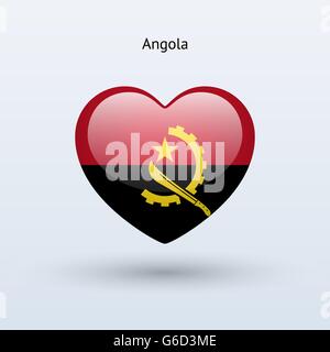 Love Angola symbol. Heart flag icon. Stock Vector
