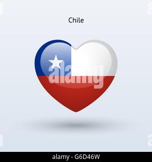 Love Chile symbol. Heart flag icon. Stock Vector