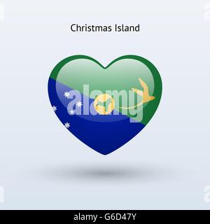 Love Christmas Island symbol. Heart flag icon. Stock Vector