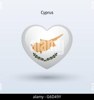 Love Cyprus symbol. Heart flag icon. Stock Vector