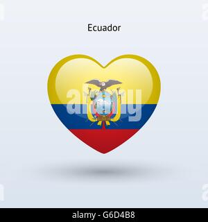 Love Ecuador symbol. Heart flag icon. Stock Vector