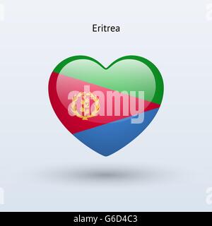 Love Eritrea symbol. Heart flag icon. Stock Vector