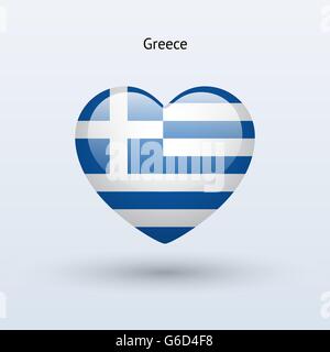 Love Greece symbol. Heart flag icon. Stock Vector