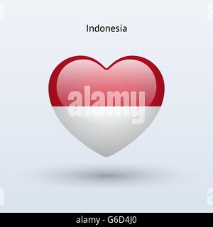 Love Indonesia symbol. Heart flag icon. Stock Vector