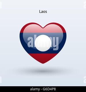 Love Laos symbol. Heart flag icon. Stock Vector