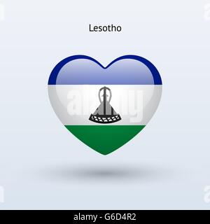 Love Lesotho symbol. Heart flag icon. Stock Vector