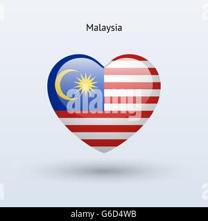Love Malaysia symbol. Heart flag icon. Stock Vector