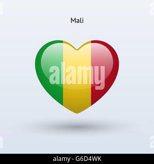 Love Mali symbol. Heart flag icon. Stock Vector