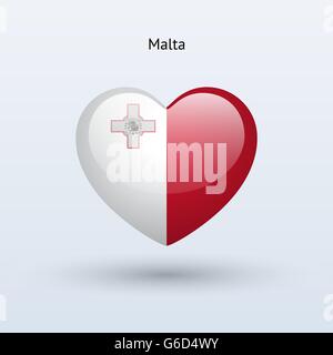 Love Malta symbol. Heart flag icon. Stock Vector