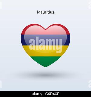 Love Mauritius symbol. Heart flag icon. Stock Vector