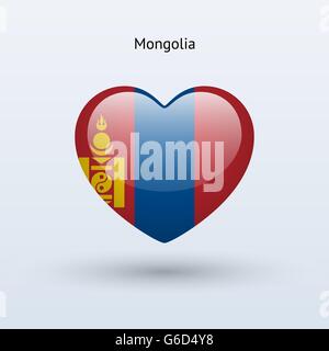 Love Mongolia symbol. Heart flag icon. Stock Vector