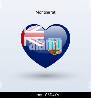 Love Montserrat symbol. Heart flag icon. Stock Vector