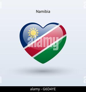 Love Namibia symbol. Heart flag icon. Stock Vector