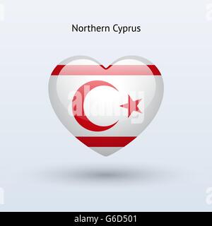 Love Northern Cyprus symbol. Heart flag icon. Stock Vector