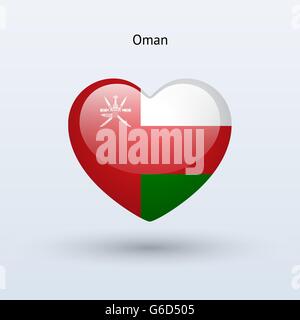 Love Oman symbol. Heart flag icon. Stock Vector