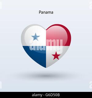 Love Panama symbol. Heart flag icon. Stock Vector
