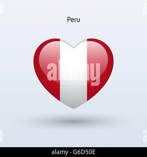 Love Peru symbol. Heart flag icon. Stock Vector
