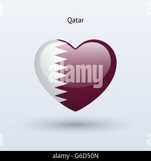 Love Qatar symbol. Heart flag icon. Stock Vector