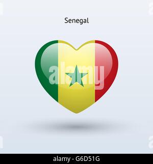 Love Senegal symbol. Heart flag icon. Stock Vector