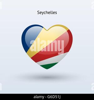 Love Seychelles symbol. Heart flag icon. Stock Vector