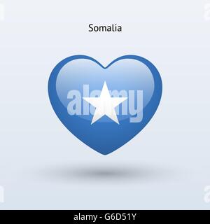 Love Somalia symbol. Heart flag icon. Stock Vector