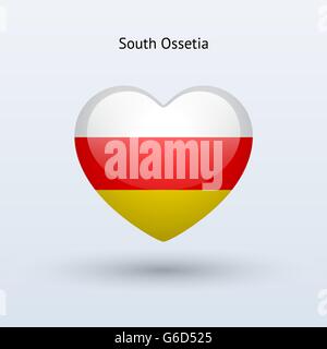 Love South Ossetia symbol. Heart flag icon. Stock Vector