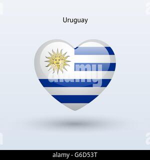 Love Uruguay symbol. Heart flag icon. Stock Vector