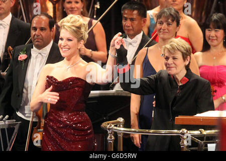 US Mezzo- Soprano Joyce DiDonato is seen during the Last Night of the Proms at the Royal Albert Hall. Stock Photo
